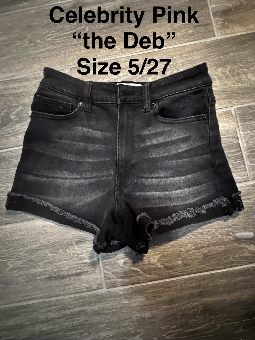 Celebrity Pink Black High-Rise Frayed Hem Denim Shorts